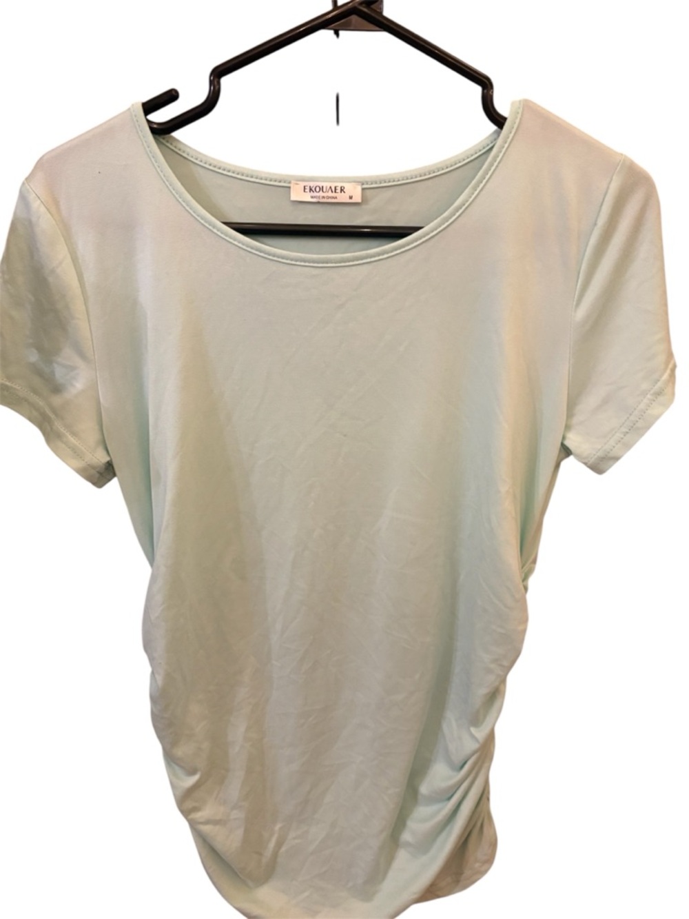 Ekouaer Pregnancy Women's Short Sleeve Scoop Neck Tee in Mint